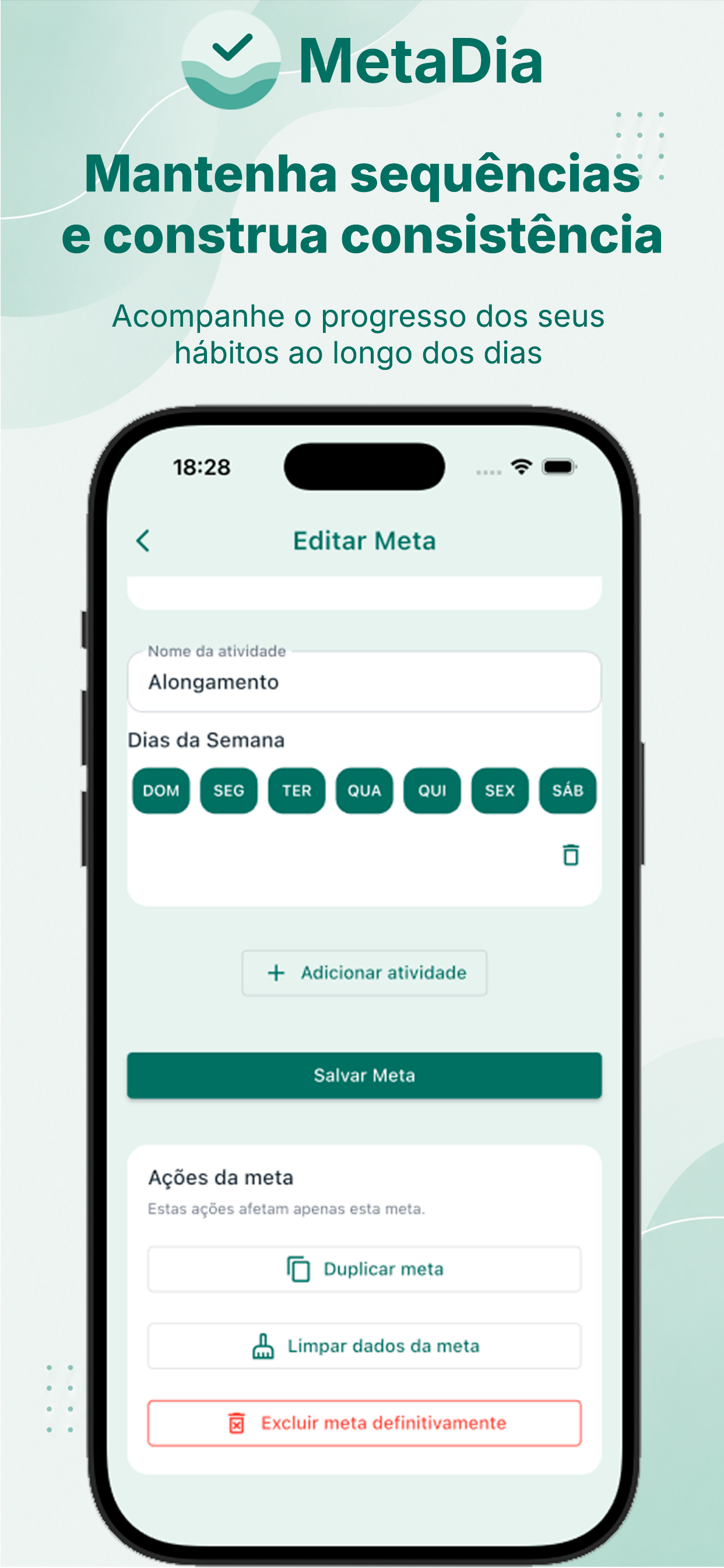 Edição de meta e sequência no MetaDia